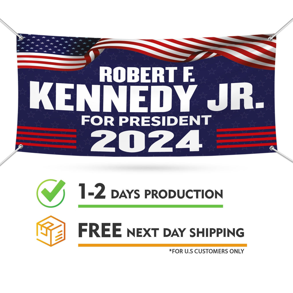 Kennedy 2024 Banner Sign, 13 Oz Waterproof RFK Jr. Election 2024 Banner, Robert F. Kennedy Jr. For President 2024 Banner With Metal Grommets