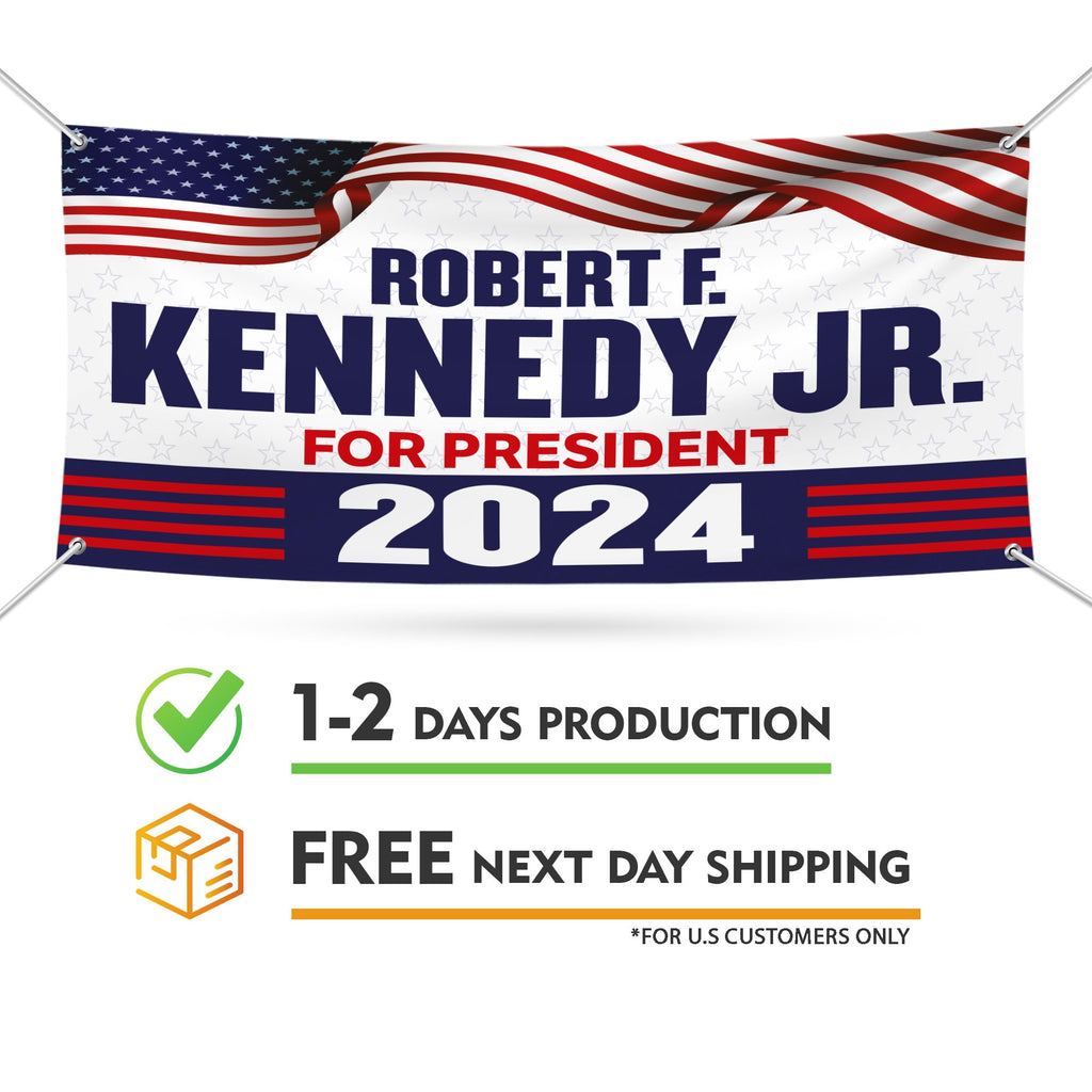 Kennedy 2024 Banner Sign, 13 Oz Waterproof RFK Jr. Election 2024 Banner, Robert F. Kennedy Jr. For President 2024 Banner With Metal Grommets