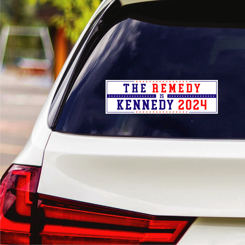 Kennedy 2024 Sticker Vinyl Decal, RFK Jr. 2024, Election 2024, The Remedy Is Kennedy Bumper Sticker Decal - 10" x 3"