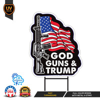 Trump 2024 Yard Sign - Coroplast American Flag Donald Trump For President 2024, God, Guns, Trump Yard Sign with Metal H-Stake