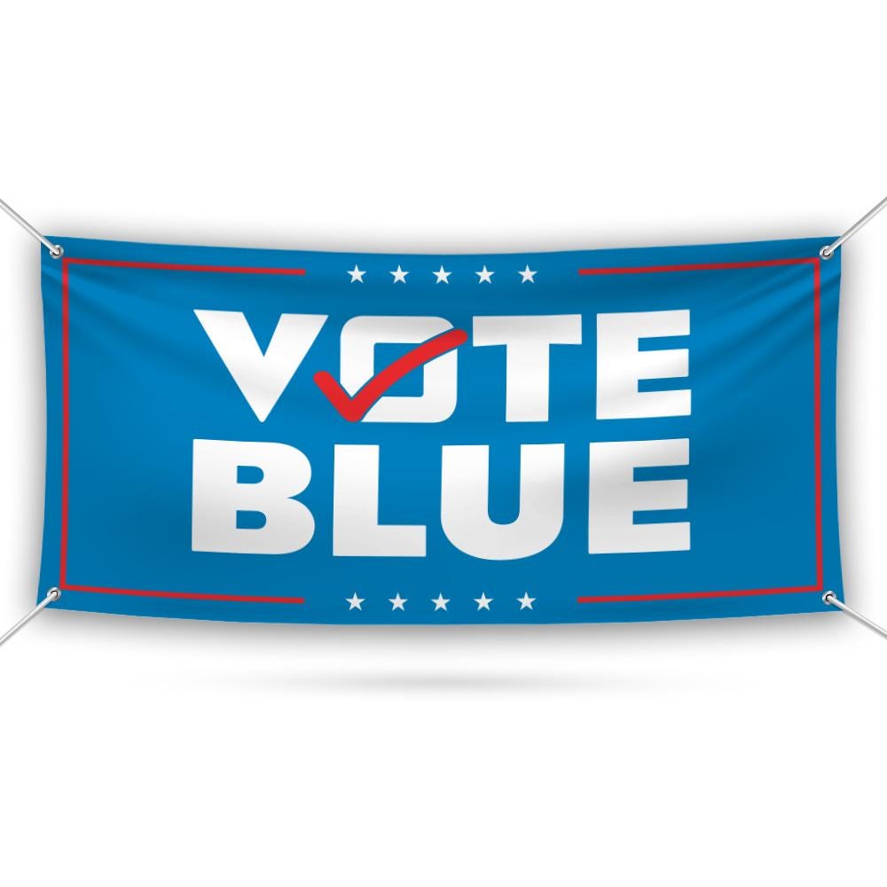 Vote Blue Save Democracy Banner Sign, 13 Oz Waterproof Vote Democrat Banner, Vote Blue. For President 2024 Banner With Metal Grommets