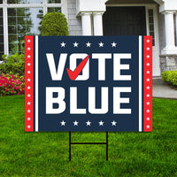 Vote Blue Save Democracy Yard Sign - Coroplast Vote Democrat Lawn Sign, Vote Blue Save Democracy Yard Sign with Metal H-Stake
