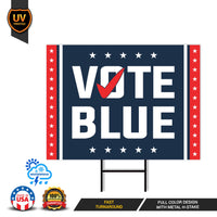 Vote Blue Save Democracy Yard Sign - Coroplast Vote Democrat Lawn Sign, Vote Blue Save Democracy Yard Sign with Metal H-Stake