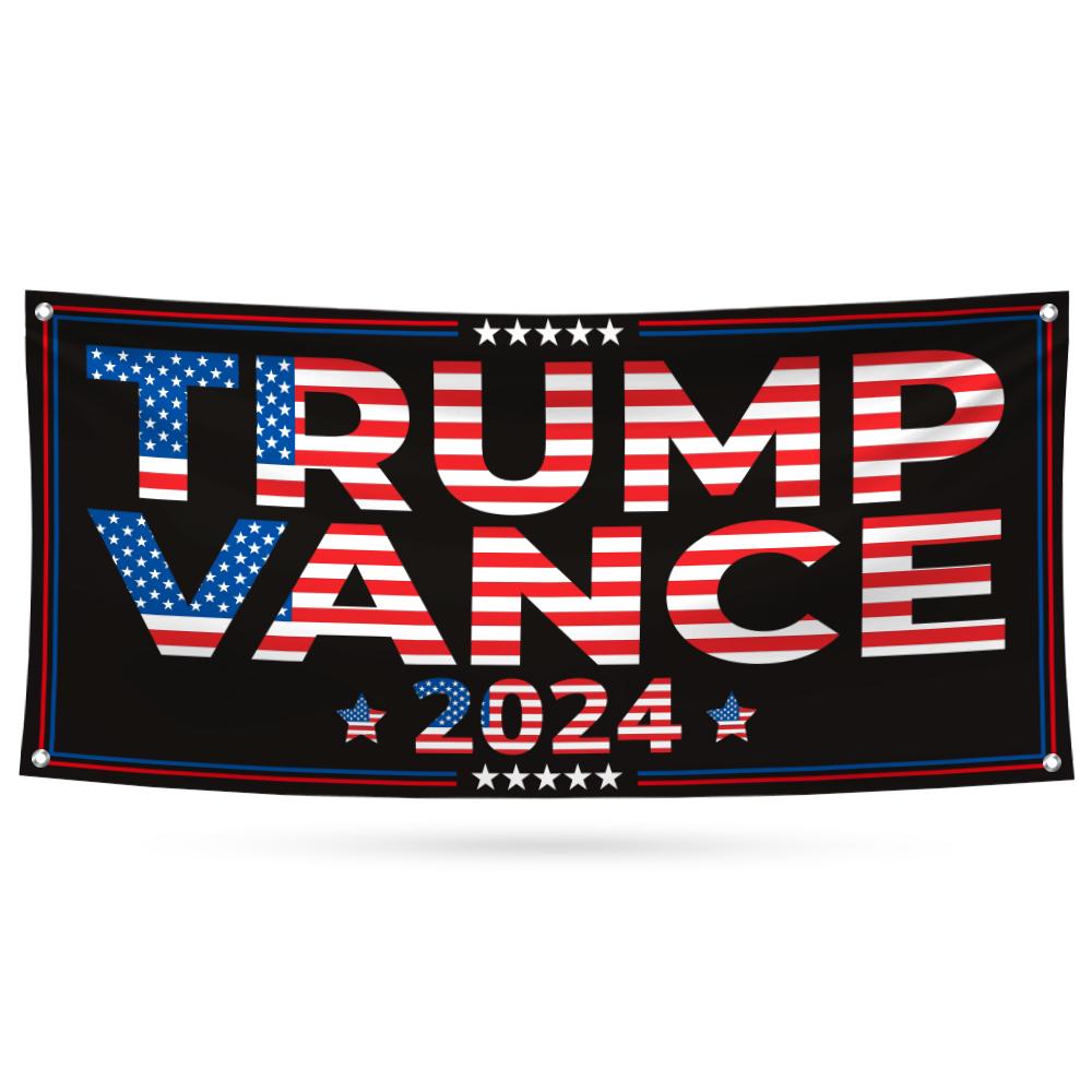 Trump Vance 2024 Banner Sign, 13 Oz Heavy Duty Waterproof Trump For President 2024, Take American Back Vinyl Banner with Metal Grommets