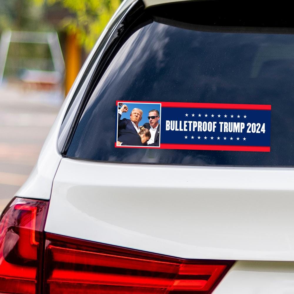 Trump 2024 Sticker Vinyl Decal - Still Standing, Trump Shot, Trump Never Surrender, Trump Fight, Election 2024 Bumper Sticker - 10" x 3"