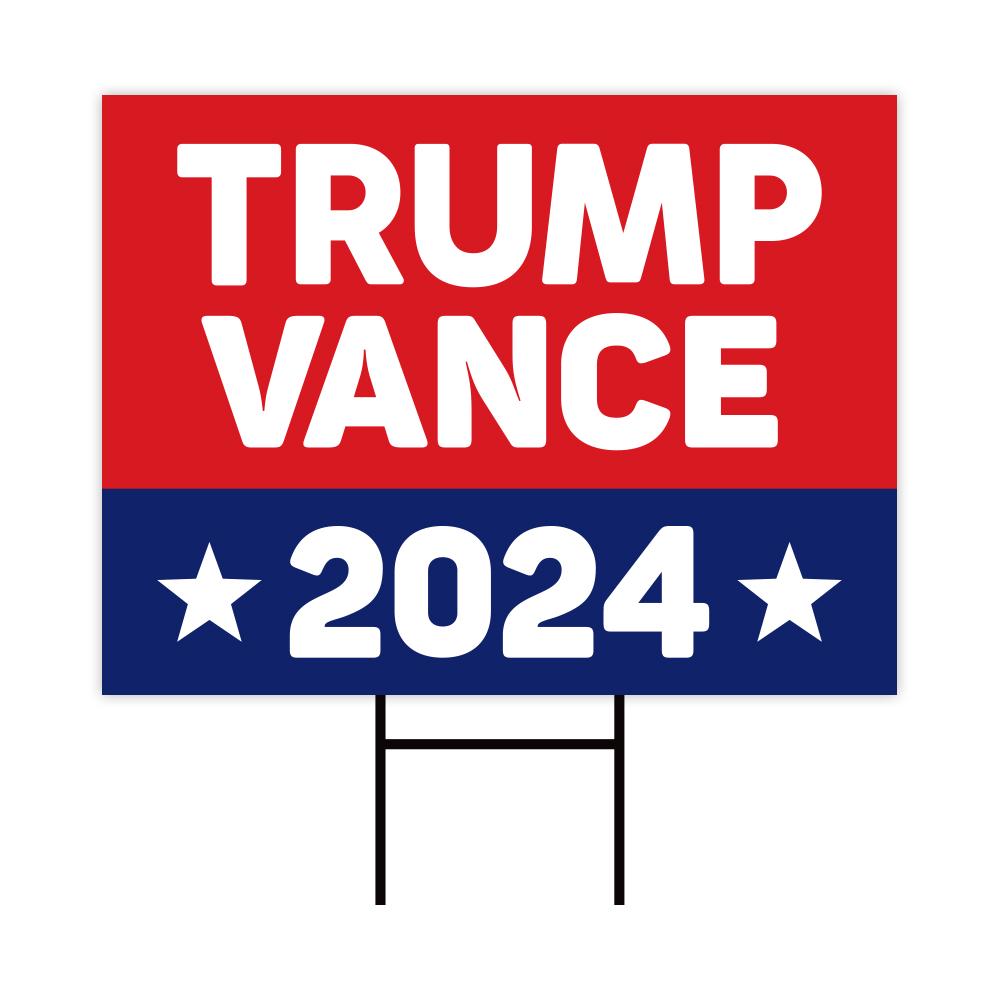 Trump Vance 2024 Yard Sign - Coroplast American Flag Donald Trump For President 2024, Take America Back Yard Sign with Metal H-Stake