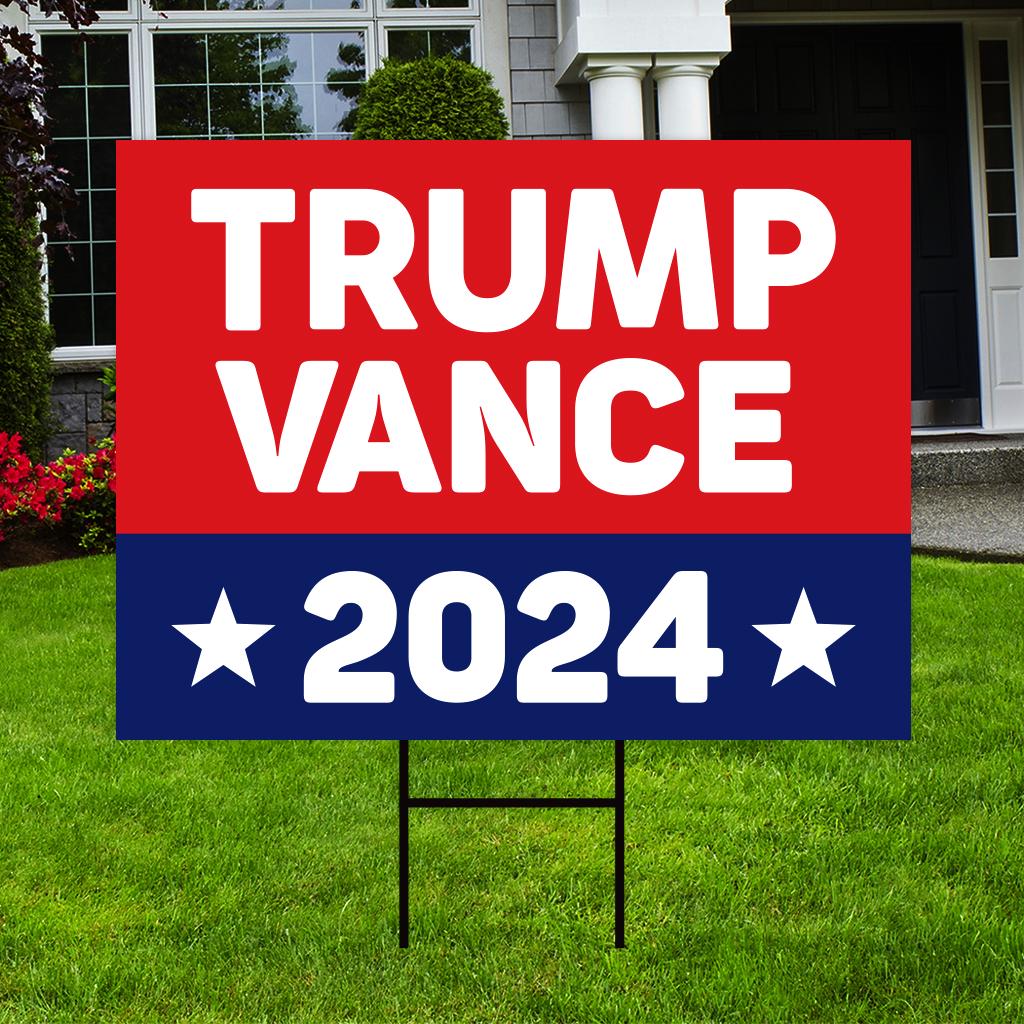 Trump Vance 2024 Yard Sign - Coroplast American Flag Donald Trump For President 2024, Take America Back Yard Sign with Metal H-Stake