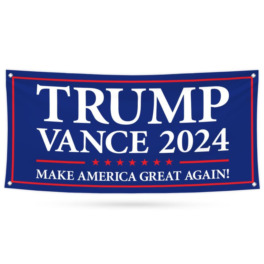 Trump Vance 2024 Banner Sign, 13 Oz Heavy Duty Waterproof Trump For President 2024, Take American Back Vinyl Banner with Metal Grommets