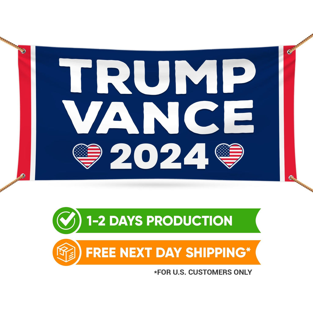 Trump Vance 2024 Banner Sign, 13 Oz Heavy Duty Waterproof Trump For President 2024, Take American Back Vinyl Banner with Metal Grommets