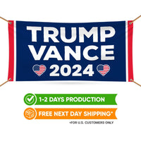 Trump Vance 2024 Banner Sign, 13 Oz Heavy Duty Waterproof Trump For President 2024, Take American Back Vinyl Banner with Metal Grommets