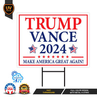 Trump Vance 2024 Yard Sign - Coroplast American Flag Donald Trump For President 2024, Take America Back Yard Sign with Metal H-Stake