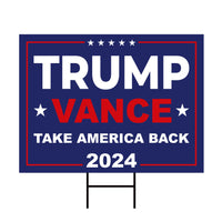 Trump Vance 2024 Yard Sign - Coroplast American Flag Donald Trump For President 2024, Take America Back Yard Sign with Metal H-Stake