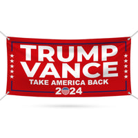 Trump Vance 2024 Banner Sign, 13 Oz Heavy Duty Waterproof Trump For President 2024, Take American Back Vinyl Banner with Metal Grommets