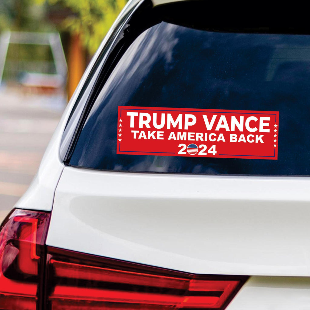 Trump Vance 2024 Sticker Vinyl Decal, Trump 2024 Vinyl Sticker, 2024 Election, Take America Back, Trump Campaign Bumper Sticker, 10" x 3"
