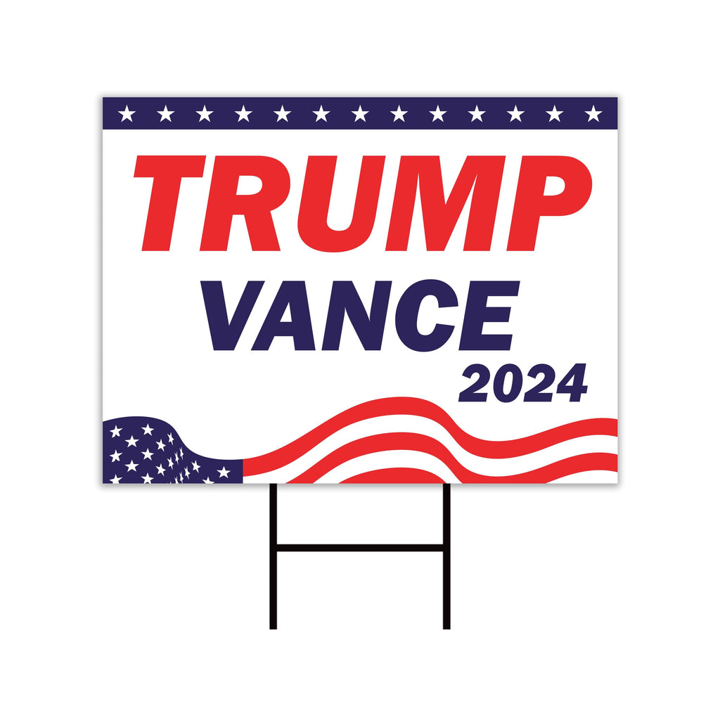 Trump Vance 2024 Yard Sign - Coroplast American Flag Donald Trump For President 2024, Take America Back Yard Sign with Metal H-Stake