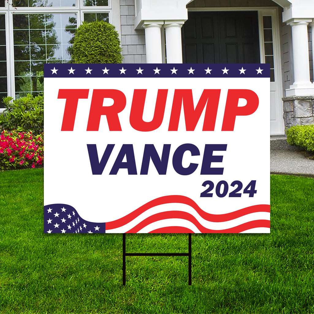 Trump Vance 2024 Yard Sign - Coroplast American Flag Donald Trump For President 2024, Take America Back Yard Sign with Metal H-Stake