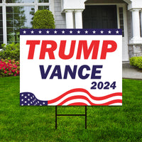 Trump Vance 2024 Yard Sign - Coroplast American Flag Donald Trump For President 2024, Take America Back Yard Sign with Metal H-Stake