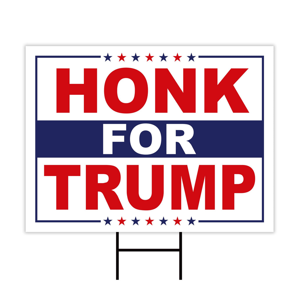 Honk for Trump 2024 Yard Sign - Coroplast Trump 2024, Donald Trump For President 2024 Take America Back Yard Sign with Metal H-Stake