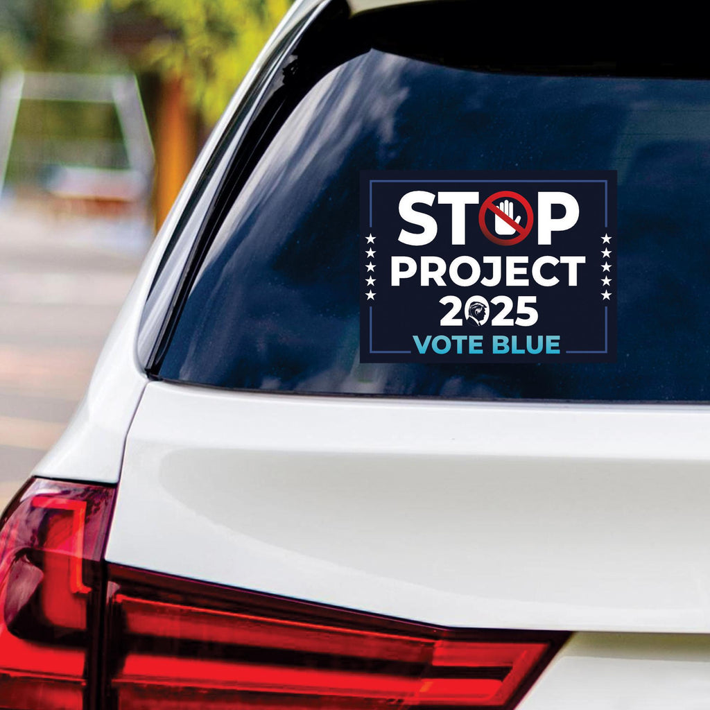 Stop Project 2025 Sticker Vinyl Decal, Vote Democrat Vinyl Sticker, 2024 Election, Vote Blue Save Democracy Bumper Sticker, 6" x 4.5"