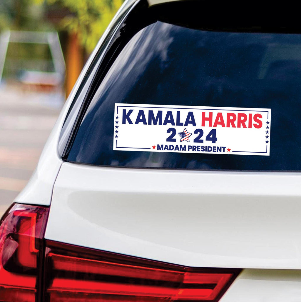 Kamala Harris 2024 Sticker Vinyl Decal, Harris For President 2024 Vinyl Sticker, Madam President, Election Harris Bumper Sticker - 10" x 3"
