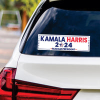 Kamala Harris 2024 Sticker Vinyl Decal, Harris For President 2024 Vinyl Sticker, Madam President, Election Harris Bumper Sticker - 10" x 3"
