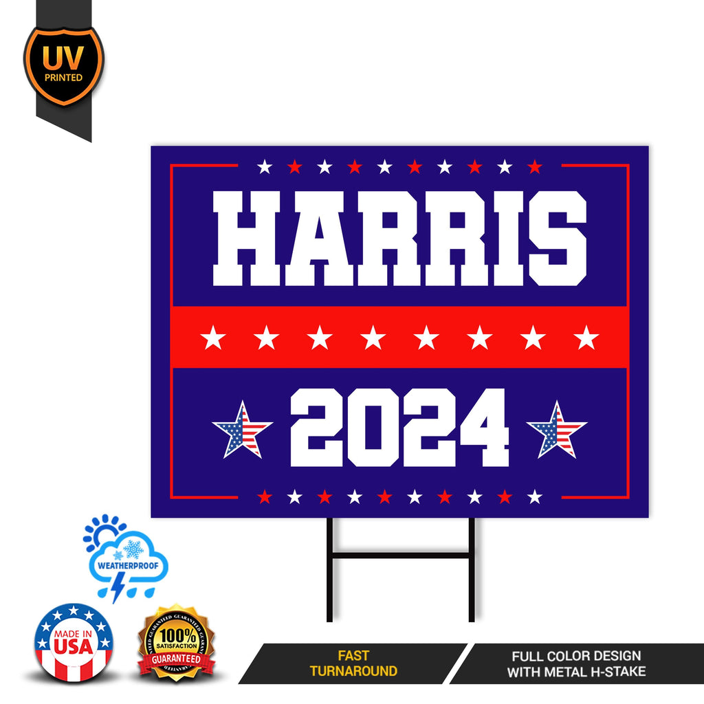 Kamala Harris 2024 Yard Sign - Coroplast Kamala Harris For President 2024 Lawn Sign, 2024 President Election Harris Signs with Metal H-Stake