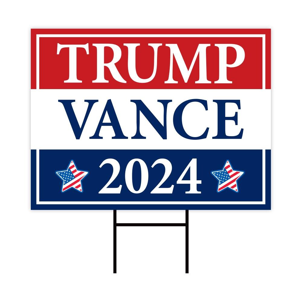Trump Vance 2024 Yard Sign - Coroplast American Flag Donald Trump For President 2024, Take America Back Yard Sign with Metal H-Stake