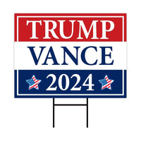 Trump Vance 2024 Yard Sign - Coroplast American Flag Donald Trump For President 2024, Take America Back Yard Sign with Metal H-Stake