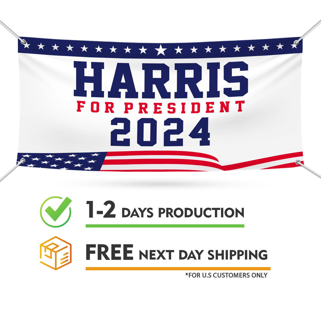 Kamala Harris 2024 Banner Sign, 13 Oz Kamala Harris For President 2024, President Election 2024, Harris Vinyl Banner with Metal Grommets