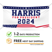 Kamala Harris 2024 Banner Sign, 13 Oz Kamala Harris For President 2024, President Election 2024, Harris Vinyl Banner with Metal Grommets