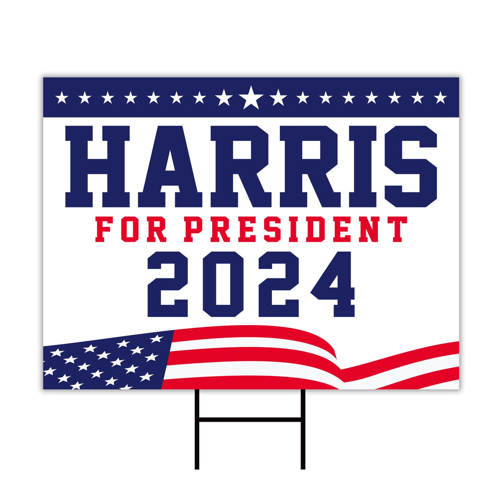 Kamala Harris 2024 Yard Sign - Coroplast Kamala Harris For President 2024 Lawn Sign, 2024 President Election Harris Signs with Metal H-Stake