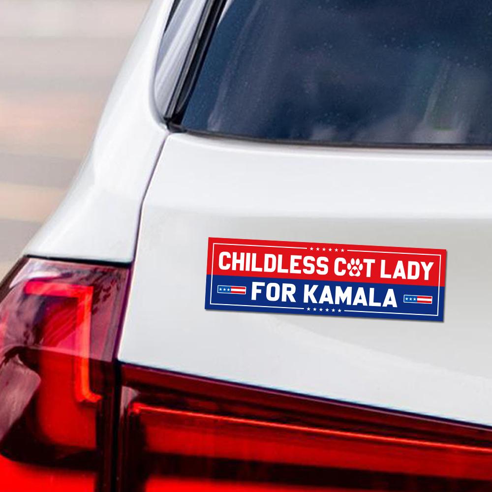 Kamala Harris 2024 Car Magnet, Harris For President Vehicle Magnet, Election 2024 Bumper Magnet, Childless Cat Ladies Magnet, 10" x 3"