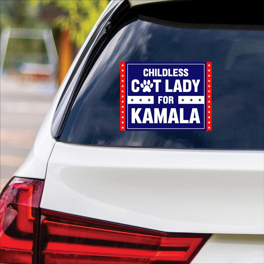 Kamala Harris 2024 Sticker Vinyl Decal, Harris For President 2024 Vinyl Sticker, Election, Childless Cat Ladies Bumper Sticker - 6" x 4.5"
