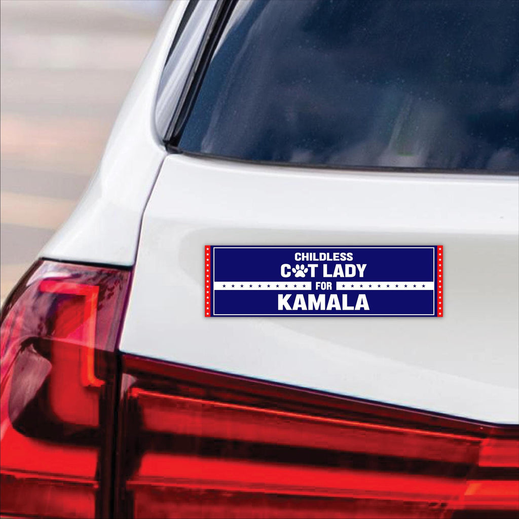 Kamala Harris 2024 Car Magnet, Harris For President Vehicle Magnet, Election 2024 Bumper Magnet, Childless Cat Ladies Magnet, 10" x 3"
