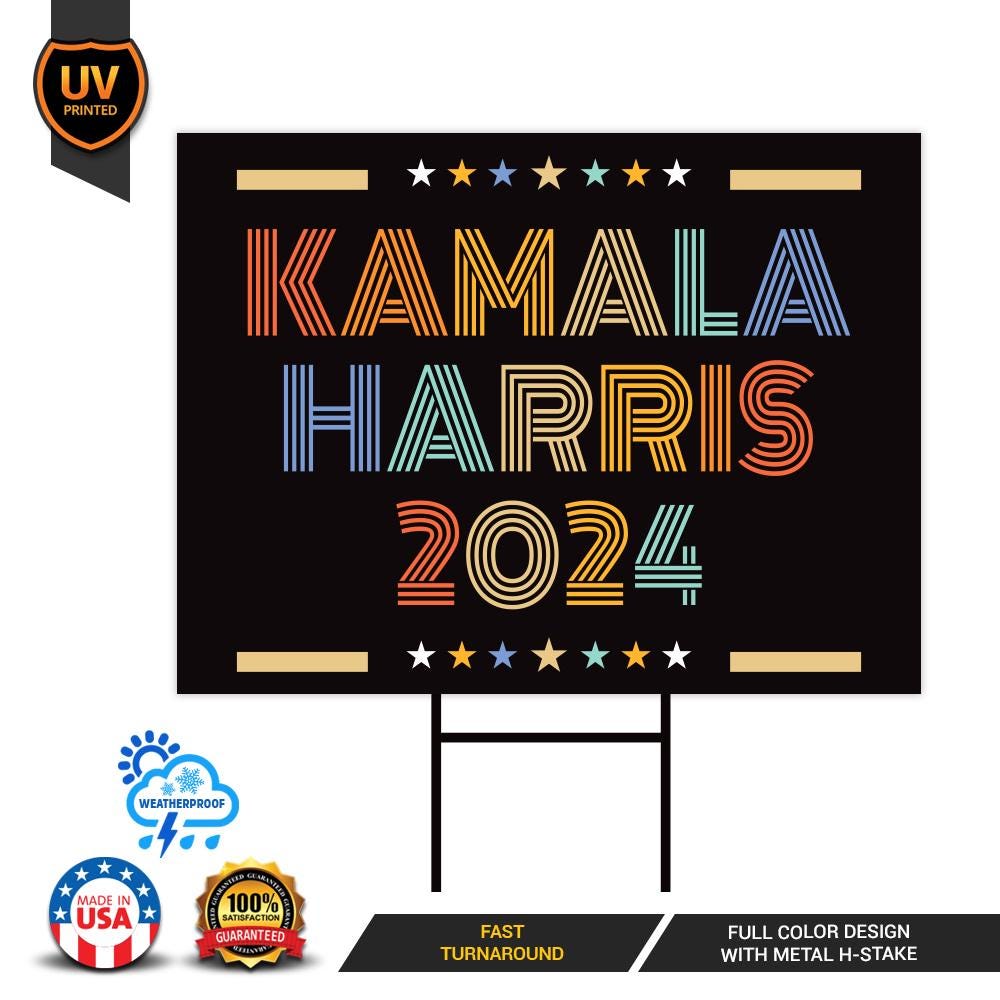 Kamala Harris 2024 Yard Sign - Coroplast Kamala Harris For President 2024 Lawn Sign, 2024 President Election Harris Signs with Metal H-Stake