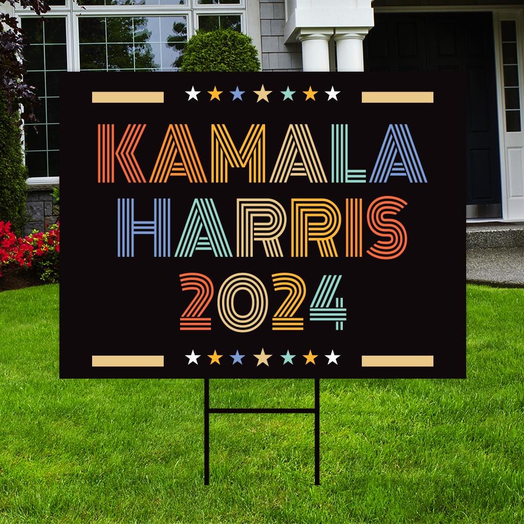 Kamala Harris 2024 Yard Sign - Coroplast Kamala Harris For President 2024 Lawn Sign, 2024 President Election Harris Signs with Metal H-Stake
