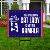Kamala Harris 2024 Yard Sign - Coroplast Kamala Harris For President 2024 Lawn Sign, Election, Childless Cat Ladies Signs with Metal H-Stake