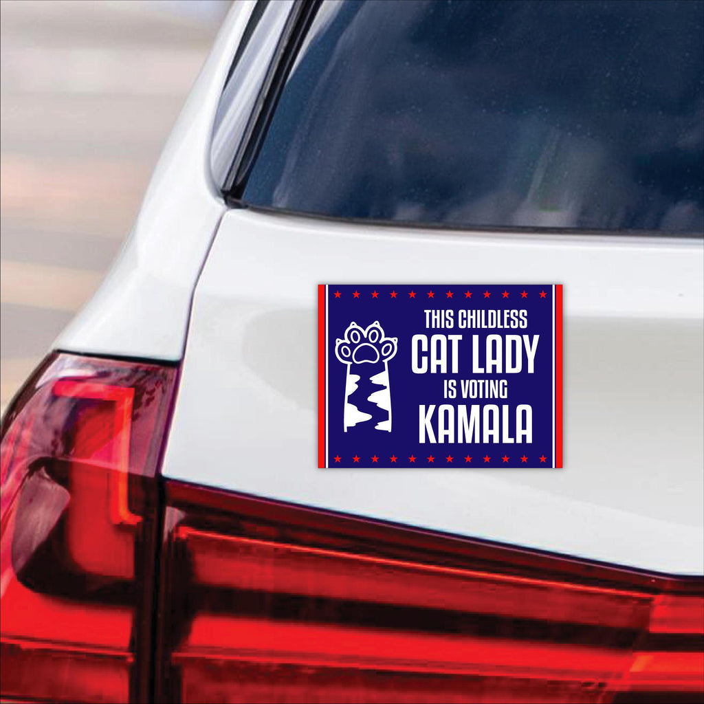 Kamala Harris 2024 Car Magnet, Harris For President Vehicle Magnet, Election 2024 Bumper Magnet, Childless Cat Ladies Magnet, 6" x 4.5"