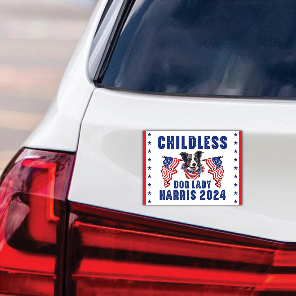 Kamala Harris 2024 Car Magnet, Harris For President Vehicle Magnet, Election 2024 Bumper Magnet, Childless Dog Ladies Magnet, 6" x 4.5"