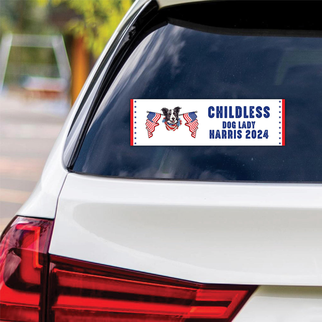 Kamala Harris 2024 Sticker Vinyl Decal, Harris For President 2024 Vinyl Sticker, Election, Childless Dog Ladies Bumper Sticker - 10" x 3"