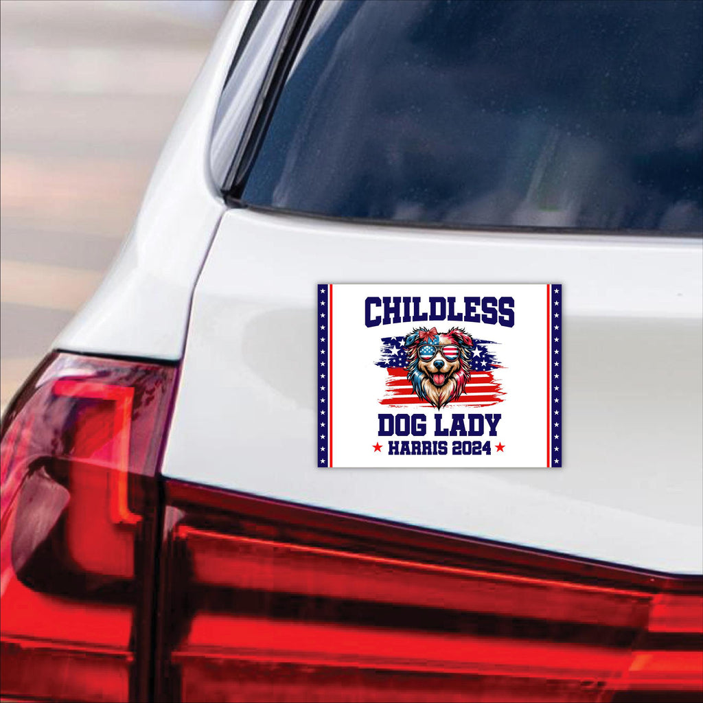 Kamala Harris 2024 Car Magnet, Harris For President Vehicle Magnet, Election 2024 Bumper Magnet, Childless Dog Ladies Magnet, 6" x 4.5"