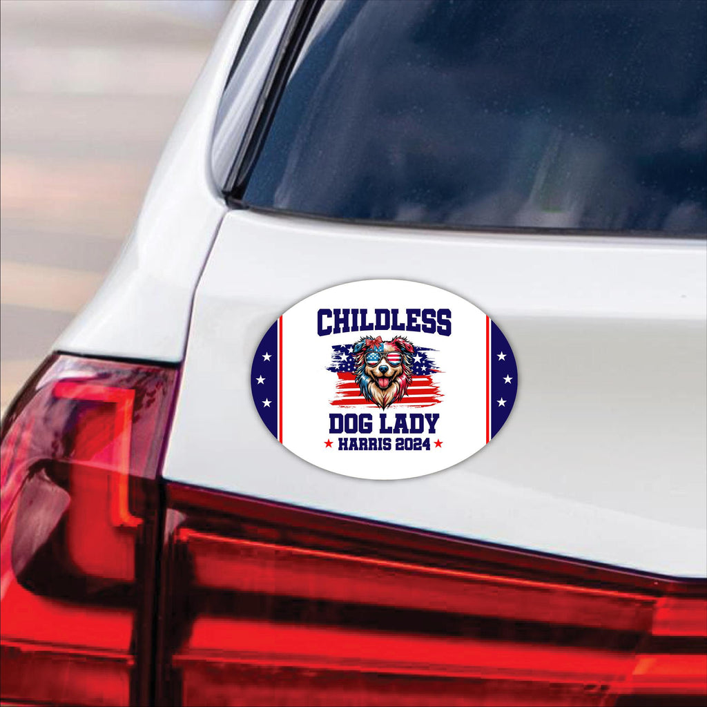 Kamala Harris 2024 Car Magnet, Harris For President Vehicle Magnet, Election 2024 Bumper Magnet, Childless Dog Ladies Magnet, 6" x 4.5"