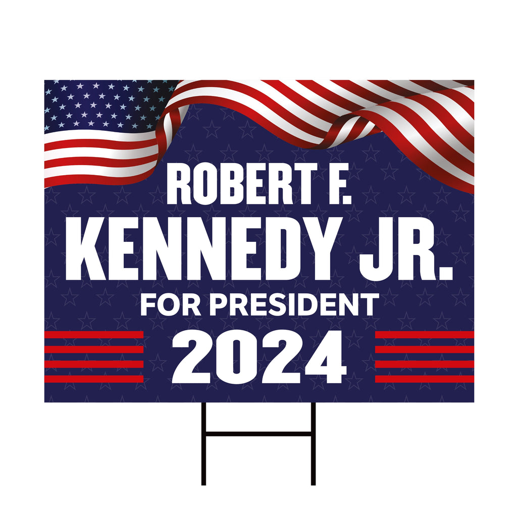 Kennedy 2024 Yard Sign - Coroplast Robert F. Kennedy Jr. For President 2024 Lawn Sign, Election 2024 RFK Jr. Yard Sign with Metal H-Stake