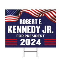 Kennedy 2024 Yard Sign - Coroplast Robert F. Kennedy Jr. For President 2024 Lawn Sign, Election 2024 RFK Jr. Yard Sign with Metal H-Stake