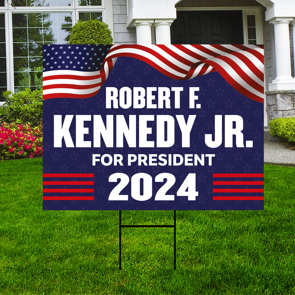 Kennedy 2024 Yard Sign - Coroplast Robert F. Kennedy Jr. For President 2024 Lawn Sign, Election 2024 RFK Jr. Yard Sign with Metal H-Stake