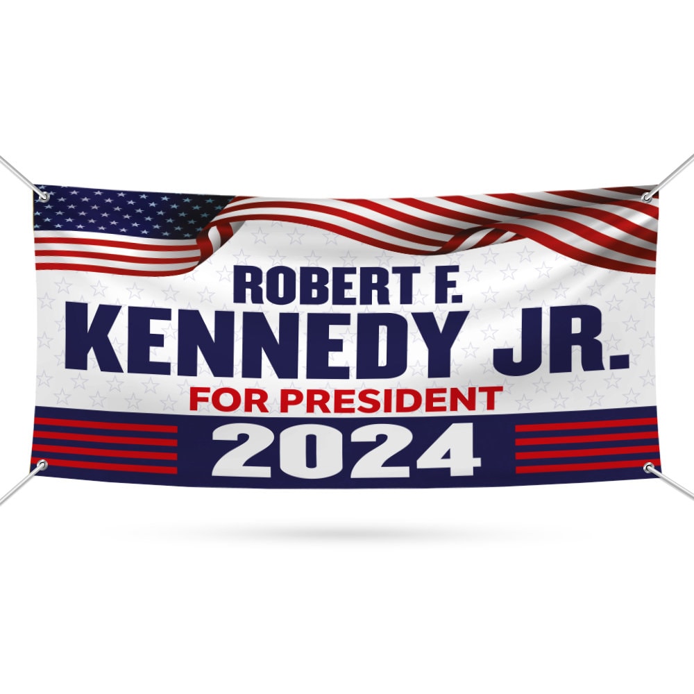 Kennedy 2024 Banner Sign, 13 Oz Waterproof RFK Jr. Election 2024 Banner, Robert F. Kennedy Jr. For President 2024 Banner With Metal Grommets
