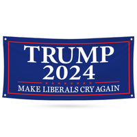 Make Liberals Cry Again Banner Sign, 13 Oz Heavy Duty Trump For President 2024 Take America Back Vinyl Banner with Metal Grommets