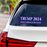 Make Liberals Cry Again Sticker Vinyl Decal - Donald Trump For President 2024, Take America Back Bumper Sticker - 10" x 3"