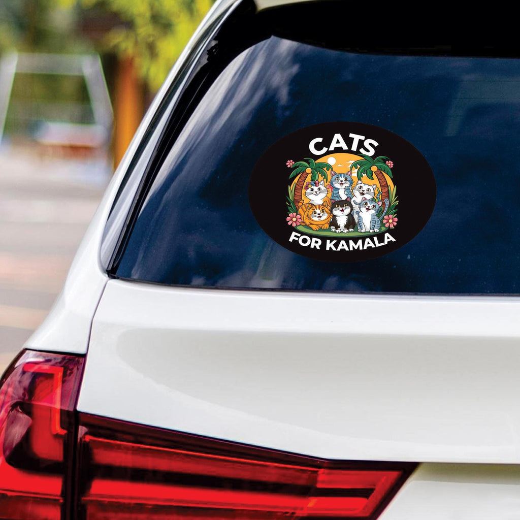 Kamala Harris 2024 Sticker Vinyl Decal, Harris For President 2024 Sticker, Cats for Kamala, Childless Cat Ladies Bumper Sticker - 6" x 4.5"