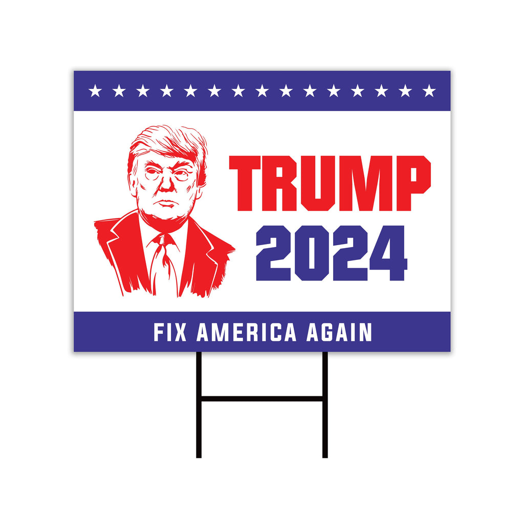 Fix America Again Trump 2024 Yard Sign - Coroplast Donald Trump For President 2024 Take America Back Yard Sign with Metal H-Stake